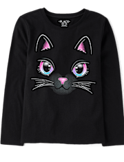 Girls Glow Cat Graphic Tee