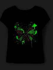 Baby And Toddler Girls Glow Butterfly Graphic Tee