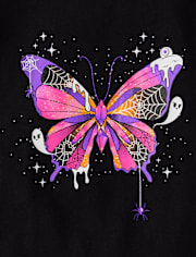 Baby And Toddler Girls Glow Butterfly Graphic Tee