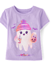 Baby And Toddler Girls Beanie Ghost Graphic Tee