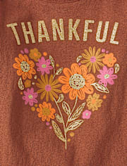 Baby And Toddler Girls Thankful Flower Heart Graphic Tee