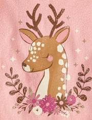 Baby And Toddler Girls Floral Deer Graphic Tee
