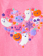 Baby And Toddler Girls Glow Halloween Doodles Graphic Tee
