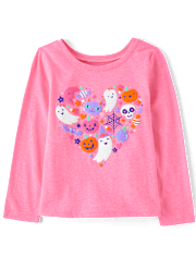 Baby And Toddler Girls Glow Halloween Doodles Graphic Tee
