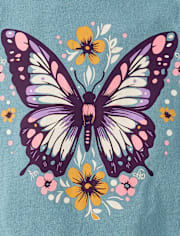 Baby And Toddler Girls Floral Butterfly Graphic Tee