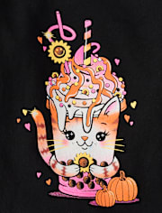 Baby And Toddler Girls Cat Drink Graphic Tee