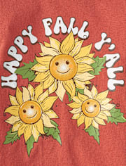 Baby And Toddler Girls Happy Fall Y'all Graphic Tee