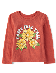 Baby And Toddler Girls Happy Fall Y'all Graphic Tee