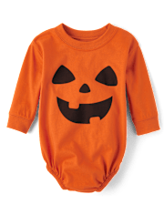 Baby Pumpkin Face Graphic Bubble Bodysuit
