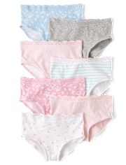 Girls Floral Ribbed Hipster Underwear 7-Pack