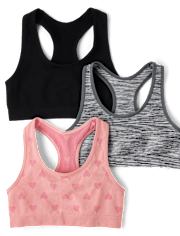 Girls Heart Seamless Racerback Bralette 3-Pack