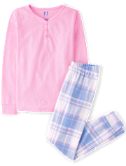 Pyjama Henley en coton à carreaux pour fille