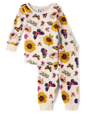 Baby And Toddler Girls Sunflower Snug Fit Cotton Pajamas