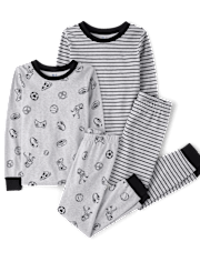 Boys Striped Icon Snug Fit Cotton Pajamas 2-Pack