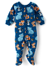 Baby And Toddler Boys Critter Microfleece Footed One Piece Pajamas