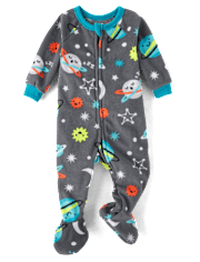 Baby And Toddler Space Microfleece Footed One Piece Pajamas