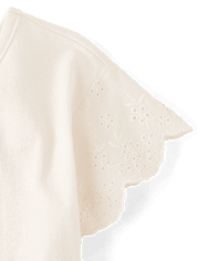 Girls Graphic Eyelet Top