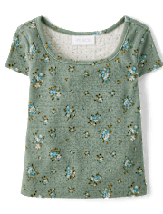 Girls Floral Pointelle Baby Tee