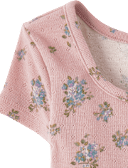 Girls Floral Pointelle Baby Tee