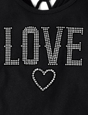 Girls Glitter Rhinestone Love Top