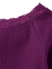 Girls Ribbed Off Shoulder Top