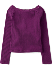Girls Ribbed Off Shoulder Top