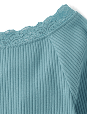 Girls Ribbed Off Shoulder Top