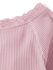 Girls Ribbed Off Shoulder Top
