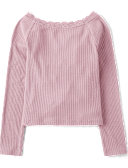 Girls Ribbed Off Shoulder Top