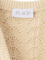 Girls Metallic Stitched Open Front Cardigan