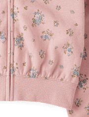 Girls Print Fleece Zip Up Hoodie