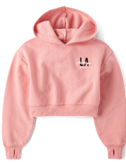 Sweat à capuche en polaire premium graphique pour fille