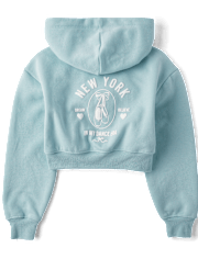 Sweat à capuche en polaire premium graphique pour fille