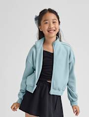 Girls Scuba Cropped Zip Up Jacket