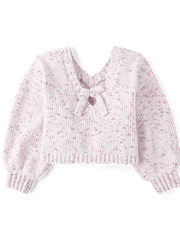 Girls Bow Back Cable Knit Chenille Sweater