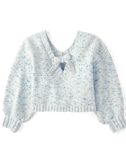 Pull en chenille torsadé avec nœud au dos pour fille