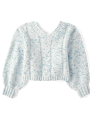 Pull en chenille torsadé avec nœud au dos pour fille
