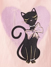 Girls Ribbon Cat Graphic Tee