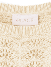 Girls Scalloped Pointelle Sweater