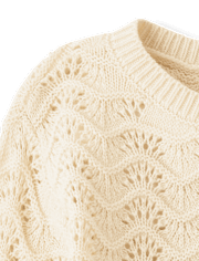 Girls Scalloped Pointelle Sweater