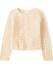 Girls Scalloped Pointelle Sweater