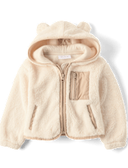 Toddler Girls Heavyweight Sherpa Zip Up Jacket