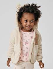 Toddler Girls Heavyweight Sherpa Zip Up Jacket