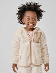 Toddler Girls Heavyweight Sherpa Zip Up Jacket