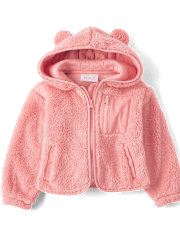 Toddler Girls Heavyweight Sherpa Zip Up Jacket
