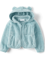 Veste zippée en sherpa épais pour petite fille