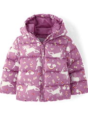 Toddler Girls Print Puffer Jacket