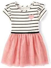 Robe tutu rayée à motif cœur pour bébé et petite fille