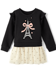 Baby And Toddler Girls Glitter Paris Sweatshirt Dress