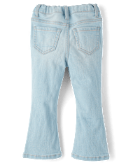 Toddler Girls Embroidered Bow High Rise Flare Jeans